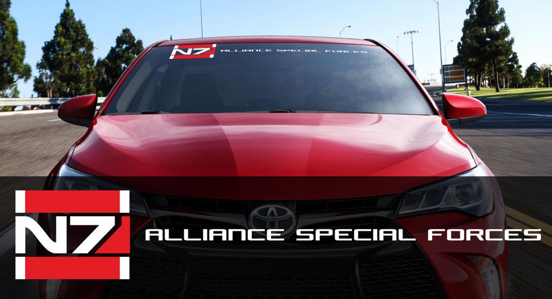 Mass Effect N7 Logo Systems Alliance Navy ALLIANCE SPECIAL FORCES windshield decals stickers